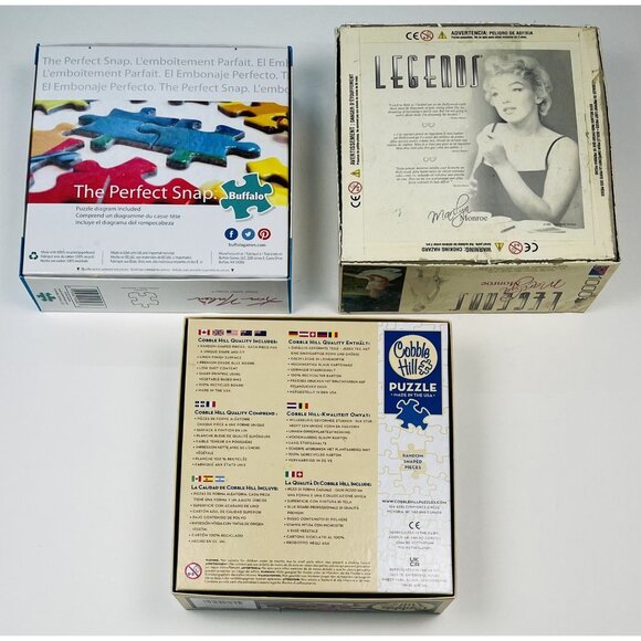Lot 3 JIGSAW PUZZLES 1000pc Cobble Hill Sure-Lox Buffalo Marilyn Monroe COMPLETE - Picture 3 of 6